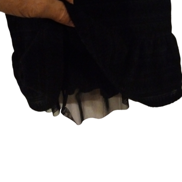 Free People Cozy Day Knit Black Flounce Cap Slve. Ruffle Hem BoHo Mini Dress  S - Picture 6 of 13